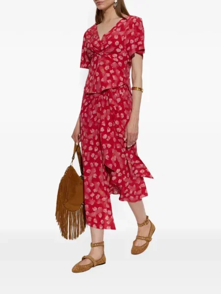 Bluză Isabel Marant cu model floral cu imagine roșu