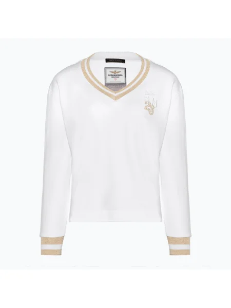 Aeronautica Militare Дамски суитшърт с V-образно деколте bianco ottico бяло