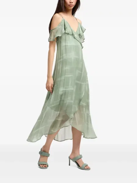 Rochie Armani Exchange cu volane de costum verde