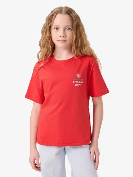 Tommy Life Majica TOMMY Locker T-Shirt mit Rundhalsausschnitt und Print' crvena