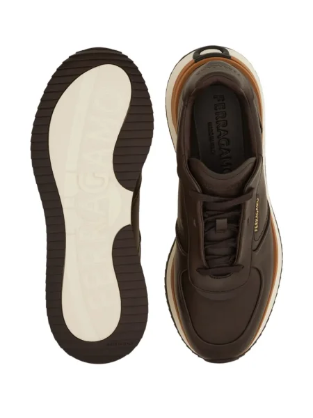 Sneakerși Ferragamo din piele maro