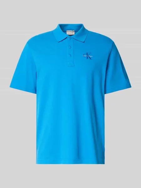 Koszulka polo o kroju easy fit z kołnierzykiem Calvin Klein Jeans niebieska