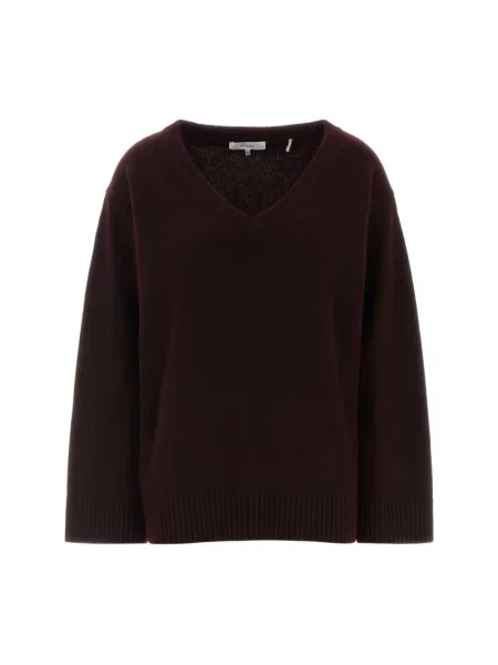 Sweter Frame z dekoltem w serek brązowy