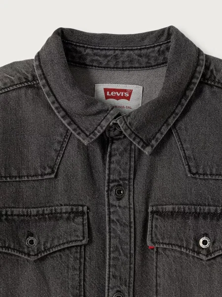 Levi's риза за деца от деним NEW BARSTOW WESTERN SHIRT сиво