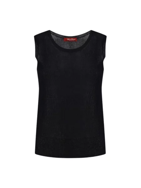 Lniany top Max Mara Studio czarny