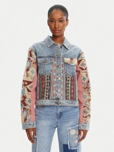 Дънково яке Desigual BOHO преходен модел синьо