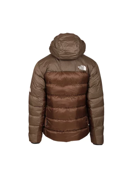 Kurtka puchowa The North Face z kapturem brązowa