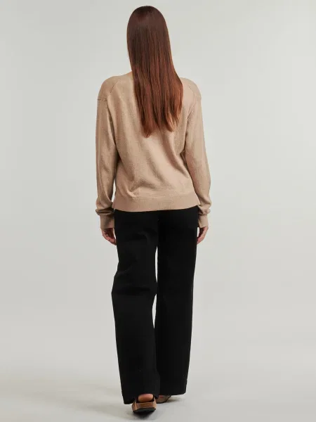 Pulover Pepe Jeans cu decolteu în V bej