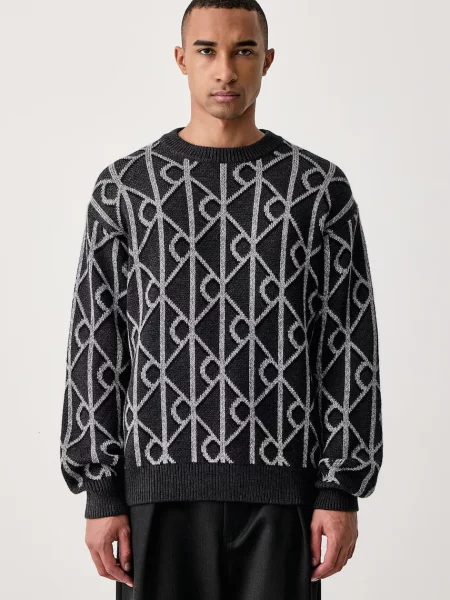 Calvin Klein pulover cu pentru bărbați cu amestec de lână gri