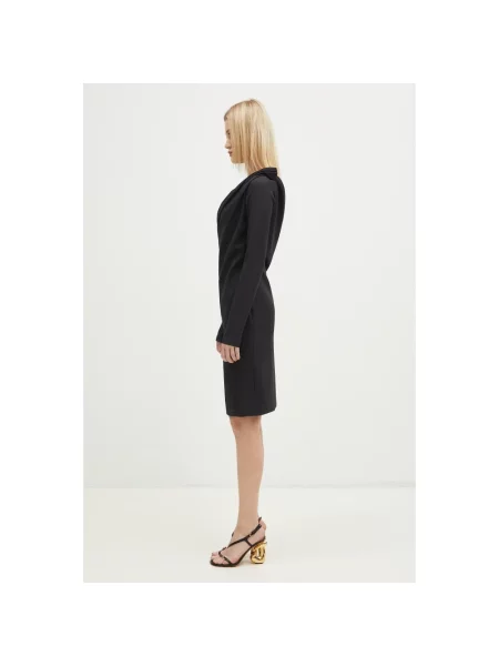 JW Anderson sukienka Shoulder Drape V-Neck Dress mini dopasowana czarny