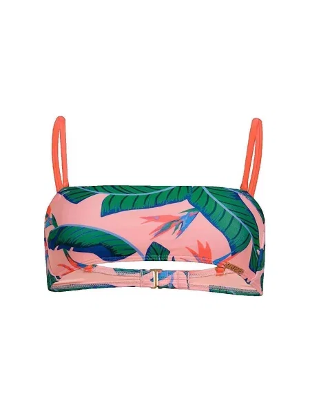 Sutien bandeau Superdry cu imprimeu tropical roz