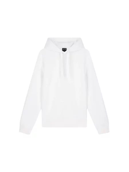 Bluza z kapturem Armani Exchange z kapturem biała