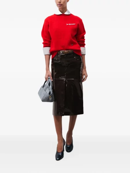 Lakované kožená sukně Tory Burch hnědé