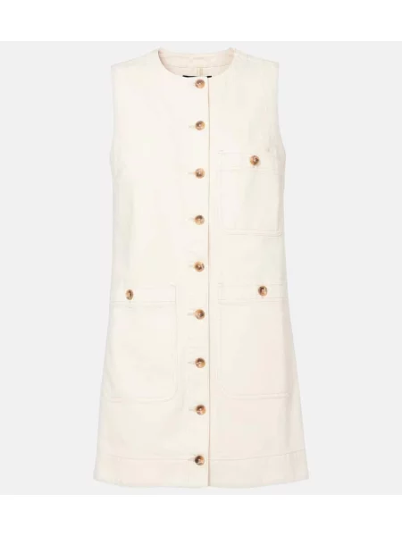 Rochie din denim Veronica Beard bej