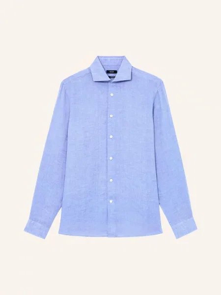 Reiss Lněná Košile Ruban Regular Fit modrá