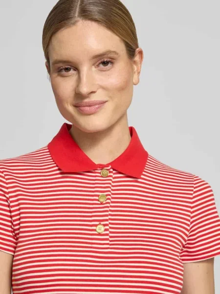 Koszulka polo o kroju slim fit z czystej bawełny Tommy Hilfiger czerwone