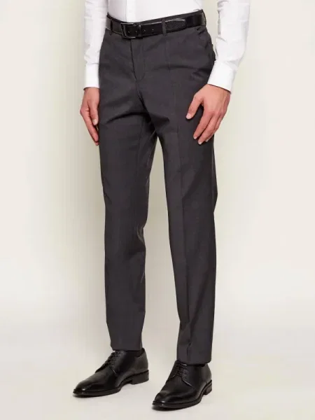 BOSS BLACK Gyapjú nadrág | Slim Fit fekete
