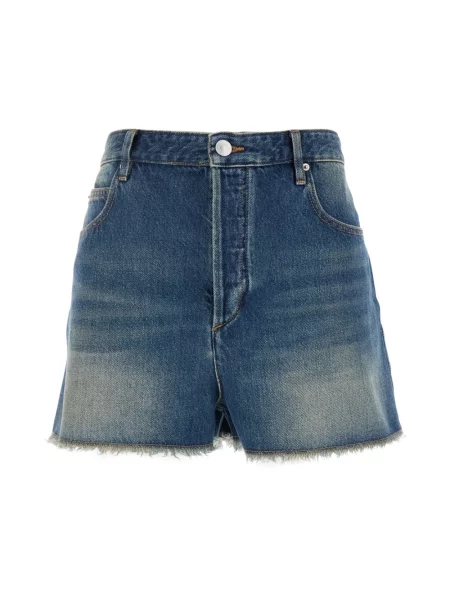 Szorty jeansowe Isabel Marant Etoile z frędzli niebieskie