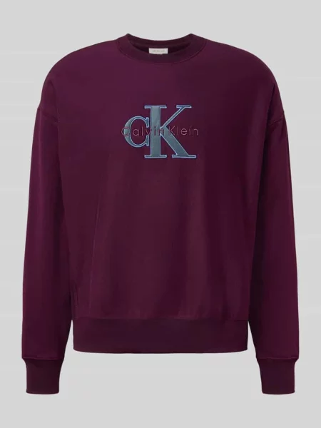 Bluza o kroju oversized fit z wyhaftowanym logo model ‘Premium’ Calvin Klein Jeans bordowa