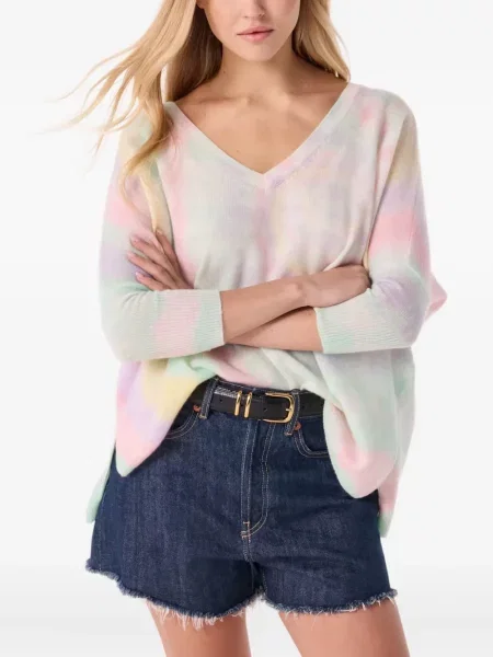 Pulover cu decolteu în v Kujten cu decolteu în V cu legături alb