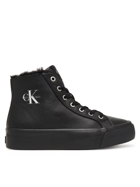 Sportcipők Calvin Klein Vulc Flatf Mid Laceup Lth Fur fekete