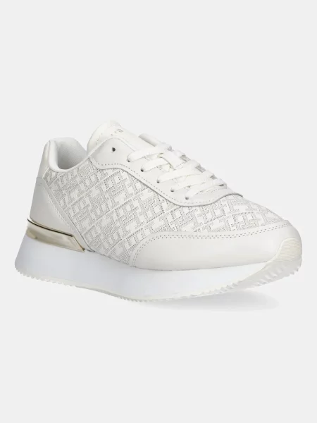 Δερμάτινα αθλητικά παπούτσια Tommy Hilfiger CHIC MONOGRAM RUNNER μπεζ