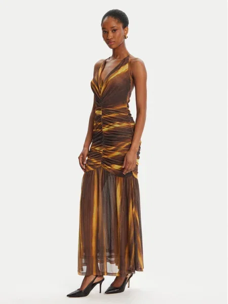 BARDOT Koktélruha Aries Mesh Maxi barna
