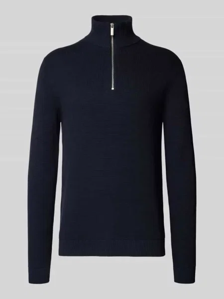 Bluza z kołnierzem o kroju regular fit z czystej bawełny model ‘DANE’ Selected Homme granatowa