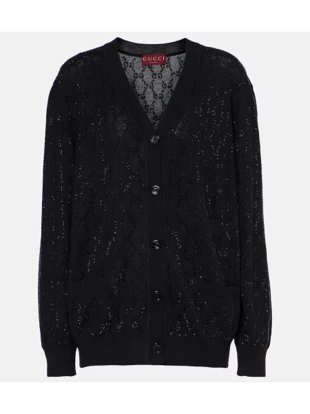 Cardigan Gucci de lână de cristal negru