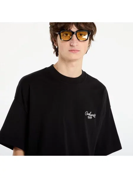 Tričko Carhartt WIP S/S Signature Script T-Shirt UNISEX Black/ White L bílé