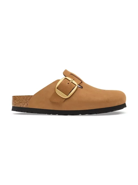 Mocasini Birkenstock din piele cu cataramă maro