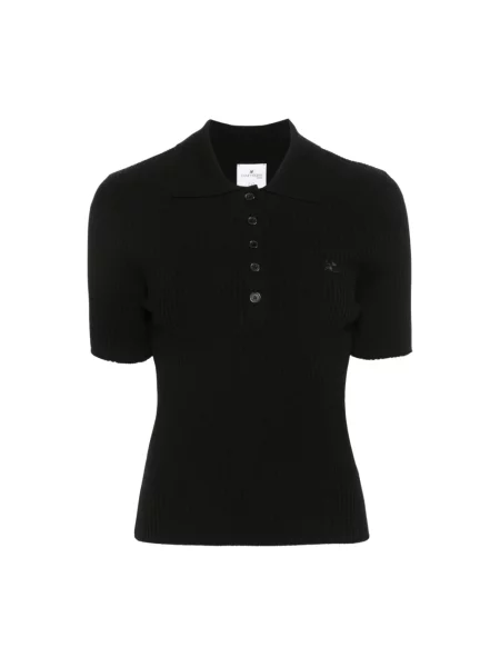 Koszulka polo Courreges pikowana czarna