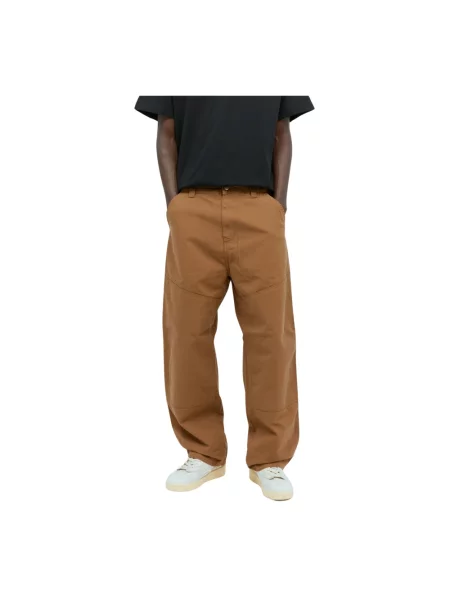 Carhartt Wip Spodnie Mężczyzna brązowy L jeansy z szerokimi panelami i na narzędzia czarne