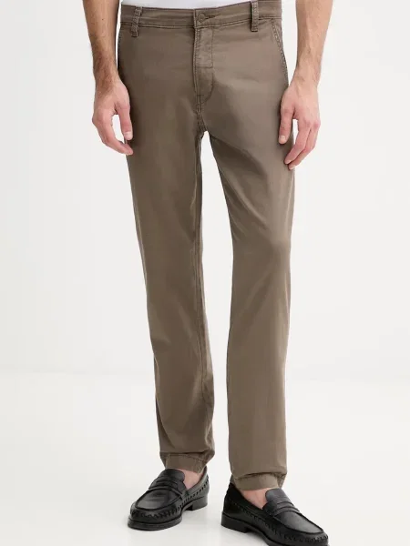 Hlače z dodatkom lanu Levi's XX CHINO STD II rjava