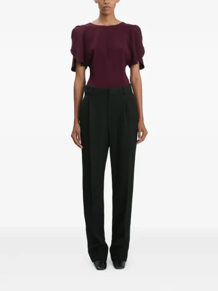 Plisuoti kelnės Victoria Beckham juoda