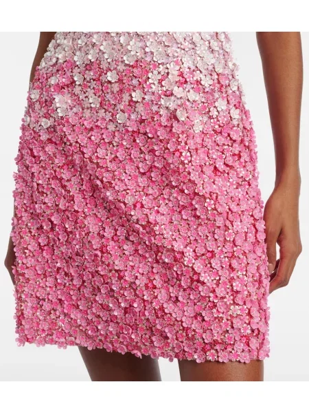 Rochie La Fuori cu broderie roz