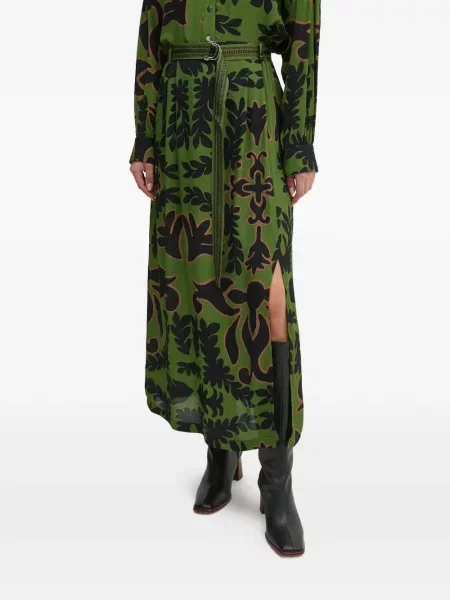 Maxi fusta maxi La Petite Française cu model floral cu imagine verde