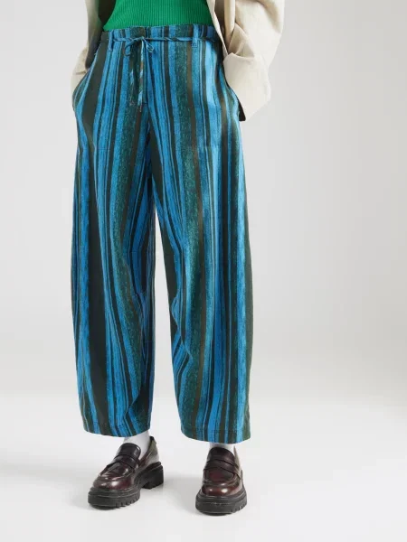 TOPSHOP Pantaloni SALLIE azuriu / verde petrol negru