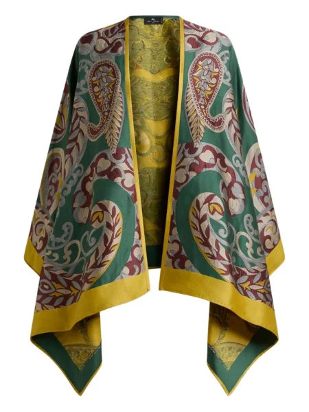Palton Etro de lână cu model paisley verde