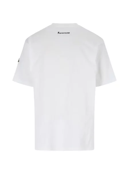 Scurt tricou Moncler cu imagine din jerseu alb
