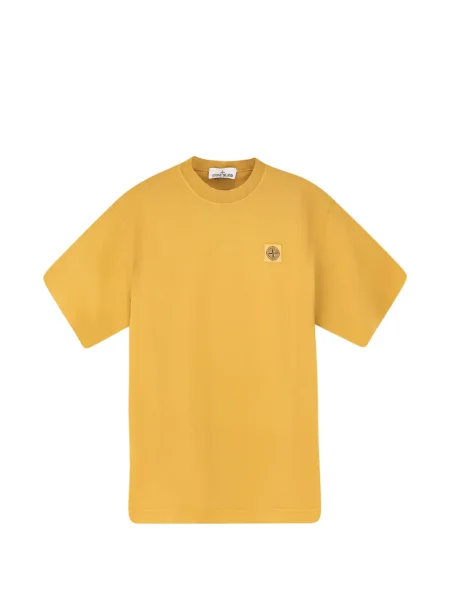 Tricou Stone Island cu strasuri scurt galben