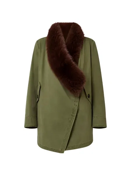 Gulerat palton de blană Liu Jo cu blană verde
