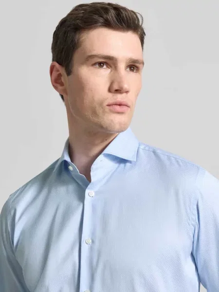 Koszula biznesowa o kroju regular fit z czystej bawełny model Boss błękitna