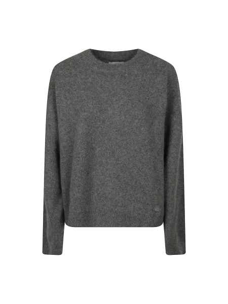 Sweter Loulou De Saison wełniany z okrągłym dekoltem szary
