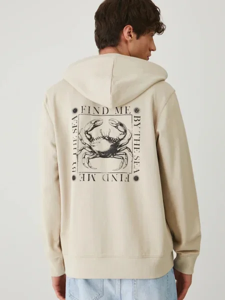 Суичър с качулка Medicine с качулка с принт бежово
