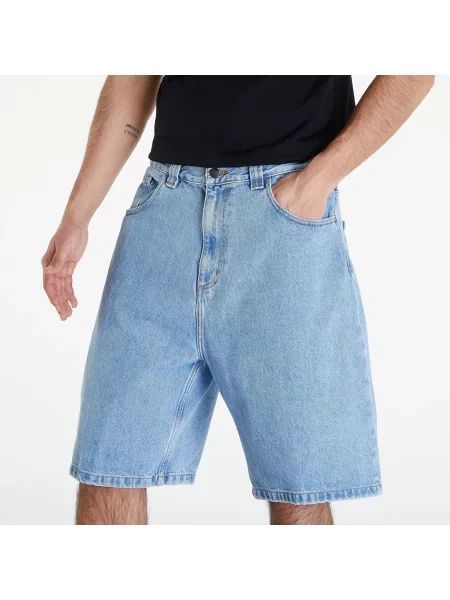 Šortky Carhartt WIP Brandon Short Blue Stone Bleached L modré