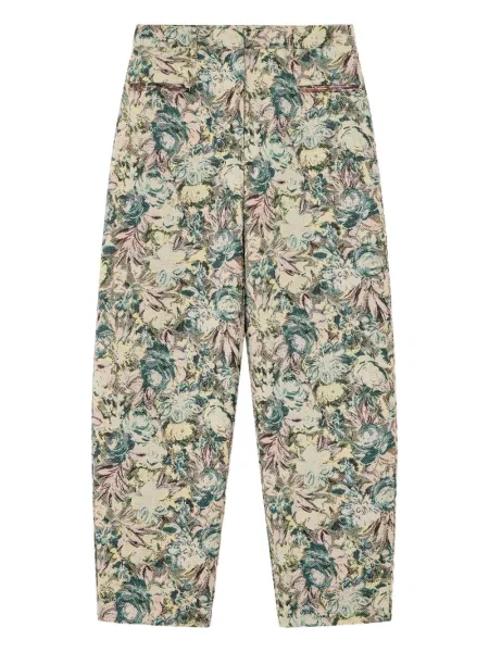 Pantaloni Ganni cu model floral din jacard