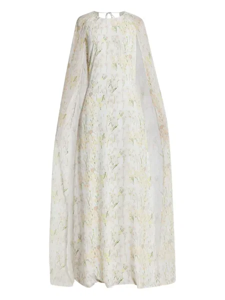 Rochie maxi Bernadette cu model floral cu imagine de costum alb