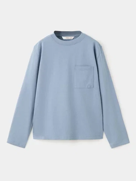 Koszulka z bawełny loose fit Dzieci lata MANGO KIDS niebieski