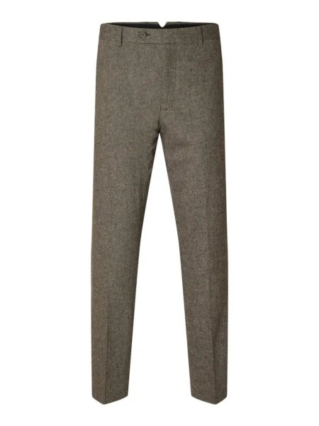 SELECTED Pantaloni cu dungă REED închis maro
